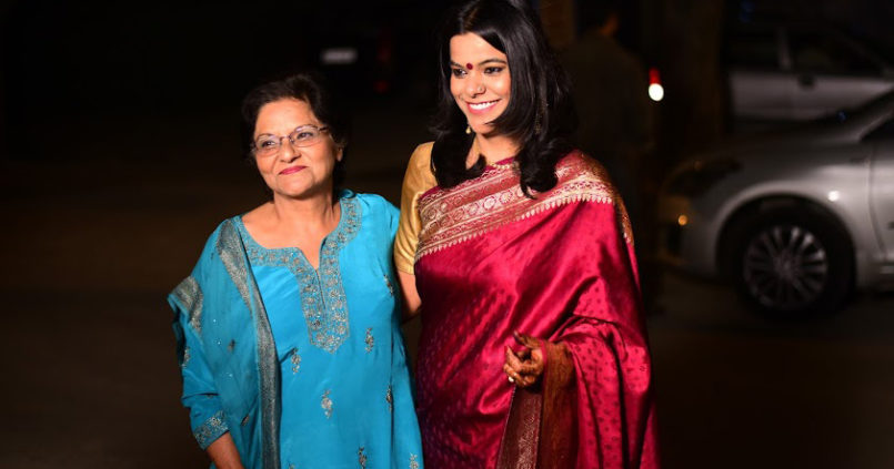 Parul with her mother on her wedding day