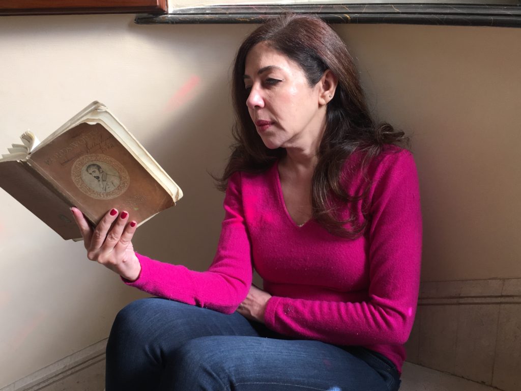 Shelley Mahajan, with her worn and heavily annotated copy of Wordsworth's poems from the New Oxford English series