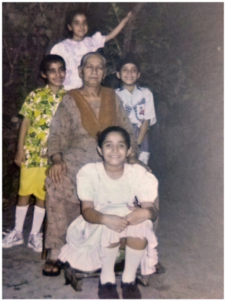Japleen Gulati and her cousins with Mohinder Aunty in the courtyard at Biji Ghar, Gurdaspur