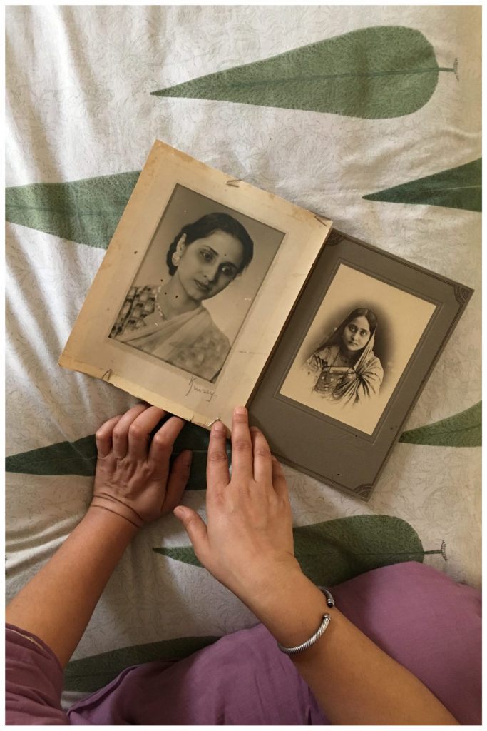 Studio portraits of Shalini's grandmother, Basanti Sanyal née Bagchi, and great grandmother, Uma Bagchi née Maitra