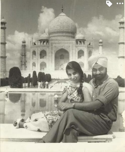 Shanta Boora with her husband Sukhdev Singh Boora at the Taj Mahal in Agra.