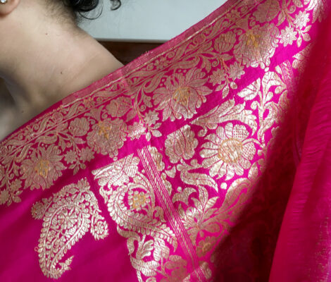 Chandrika Devi's gulabi heirloom banarasi sari