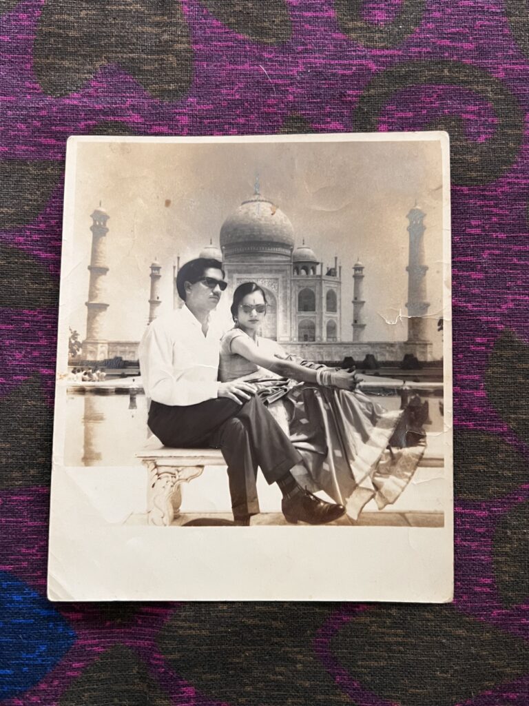 Daddyji and Mummyji (Chand Bahl), my grandparents on their honeymoon at the Taj Mahal photo in 1964