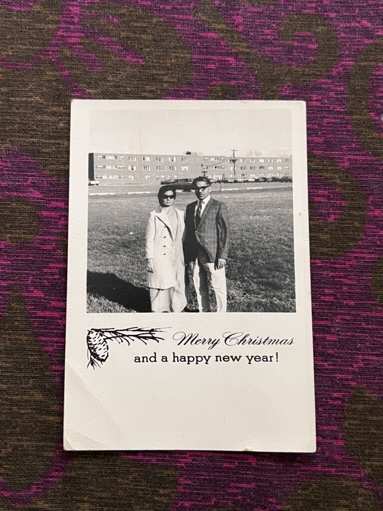 A Christmas card from my grandfather’s sibling, Prem Nath Bahl and his wife, Rani Bahl (I call her Dadima)